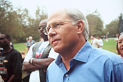 Steve listening to speaker "Big" Willie Robinson.