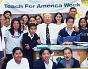 Steve with L.A.U.S.D. students during Teach For America Week.