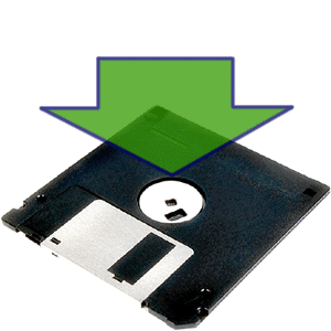 arrow pointing at a floppy disk